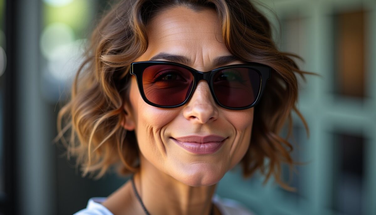 Coiffures stylées et modernes pour femmes de 50 ans portant des lunettes